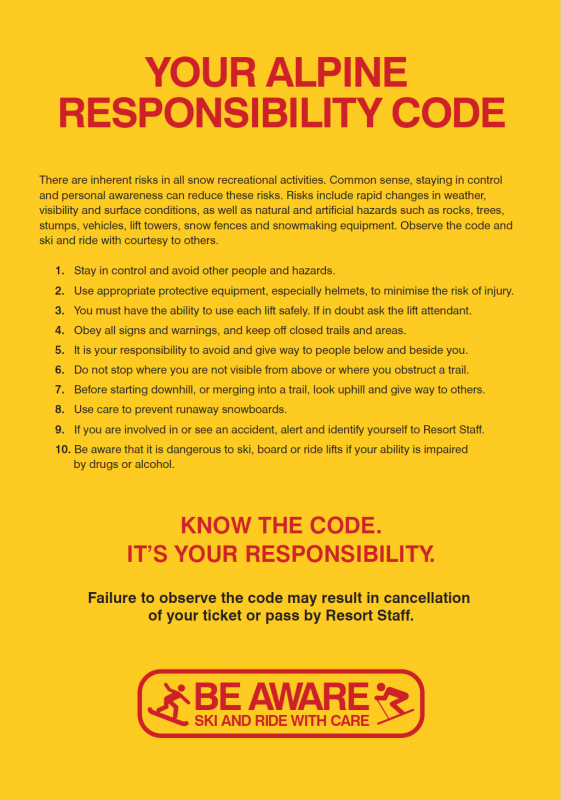 Alpine Responsibility Code Mt Buller